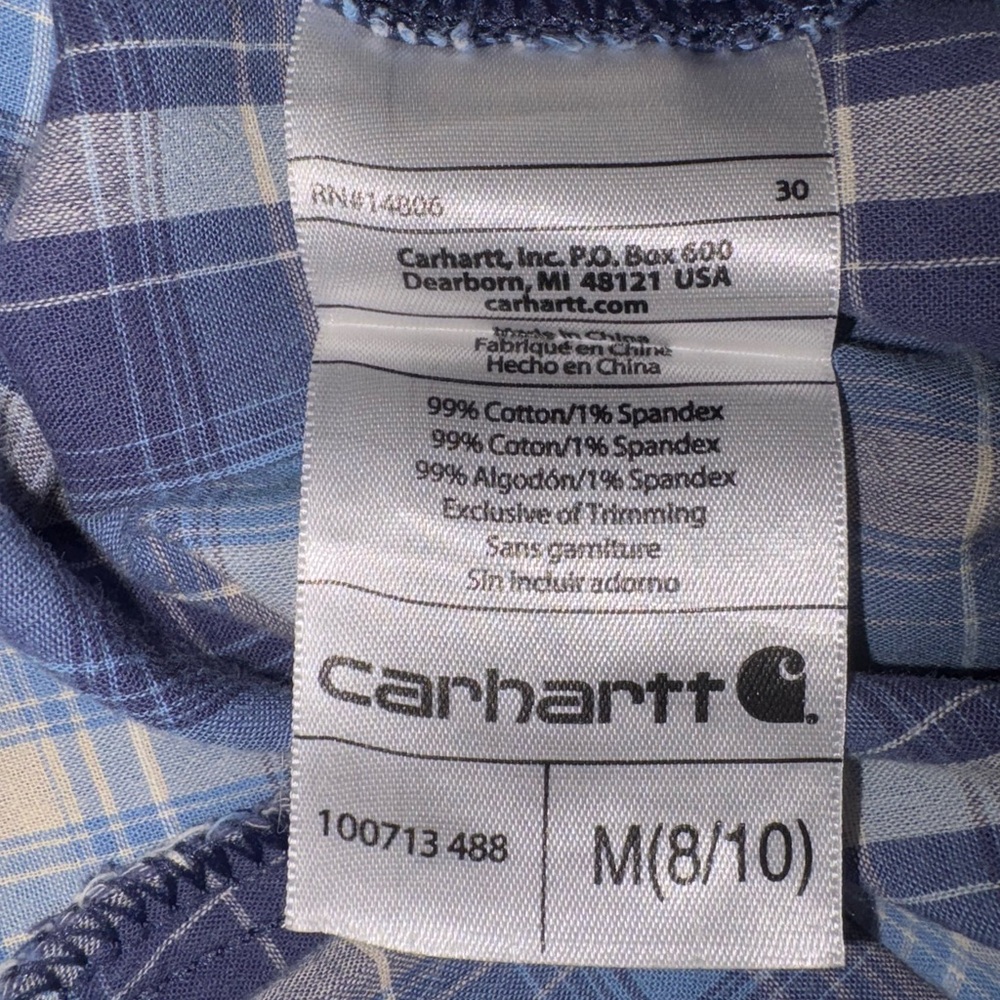 Carhartt Blue and White Plaid Women’s Shirt - Picture 5 of 10